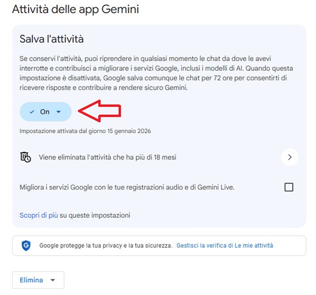 Schermata Attivita Gemini